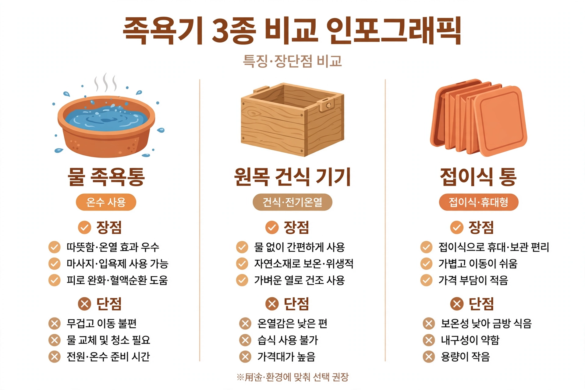 족욕기 3종 방식 비교 인포그래픽