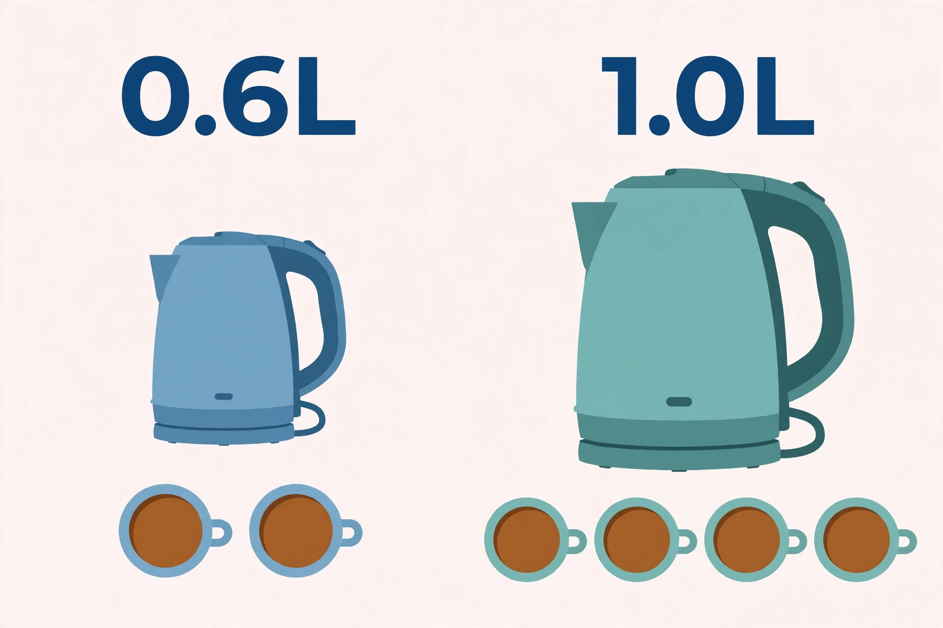 0.6L와 1.0L 용량 비교 도식