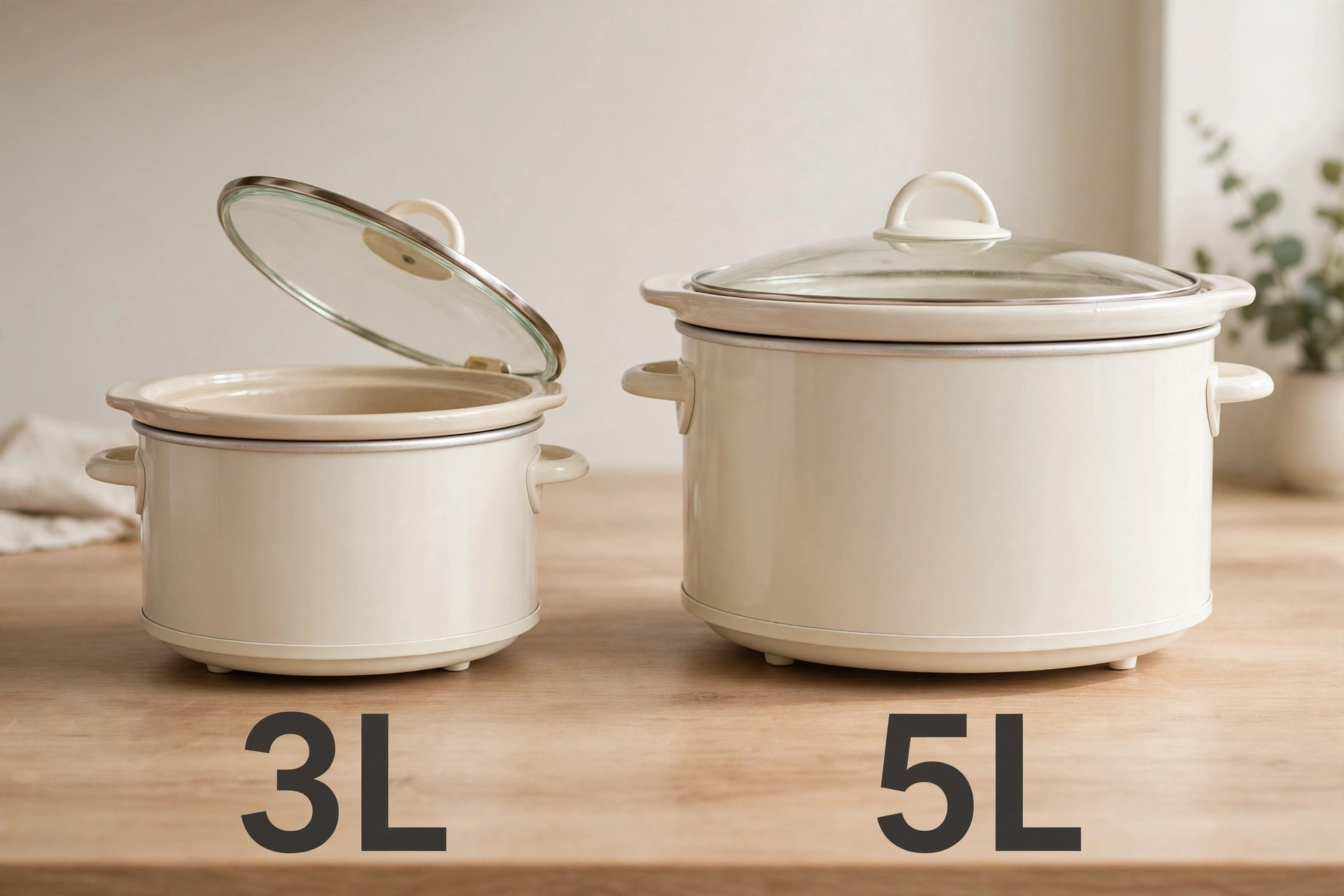 3L와 5L 슬로우쿠커 크기 비교