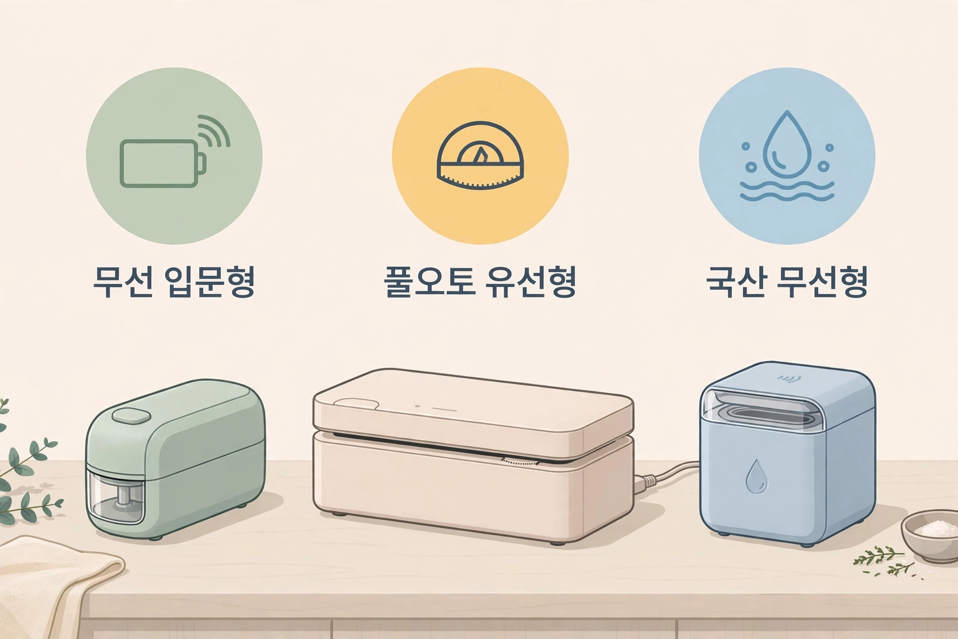세 진공포장기 외형 비교 도식