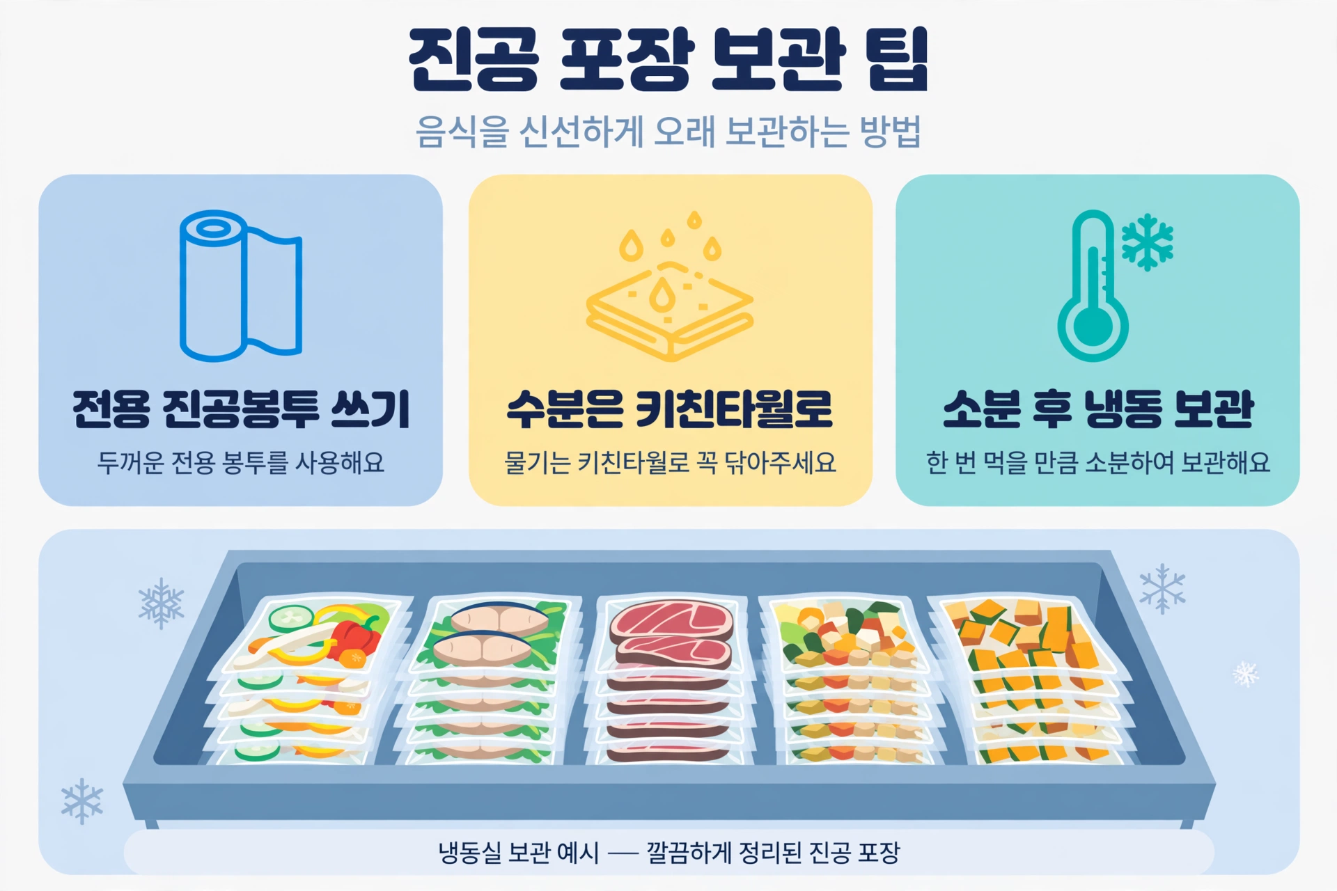 진공포장 보관 팁 인포그래픽